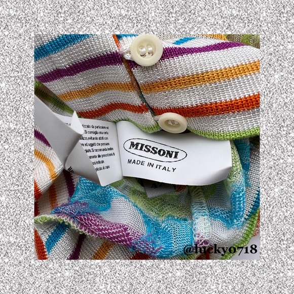 Missoni Sport EUC Multi Color Wave Off Shoulder Top Sz M - Picture 6 of 9